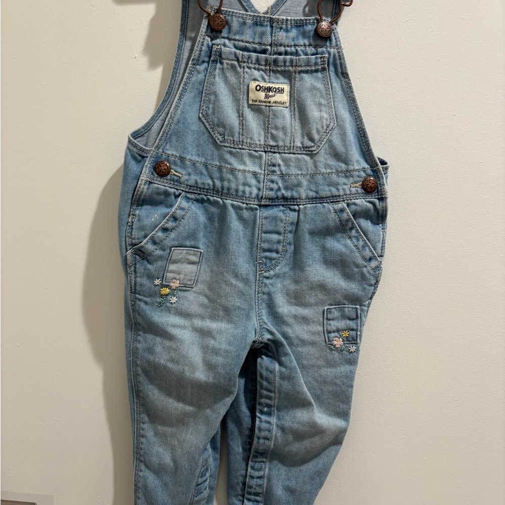 OshKosh B'gosh Light Blue Overalls with Floral Details